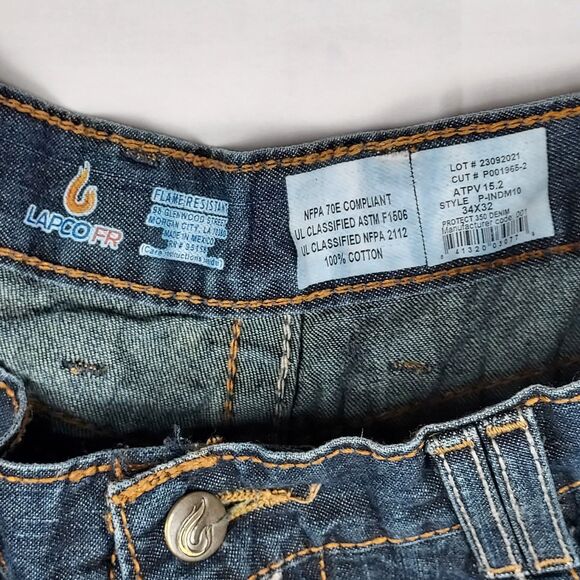 LAPCO FR Flame Resistant Jeans 34x32 Men’s Workwear Denim NFPA 2112 - Picture 12 of 15